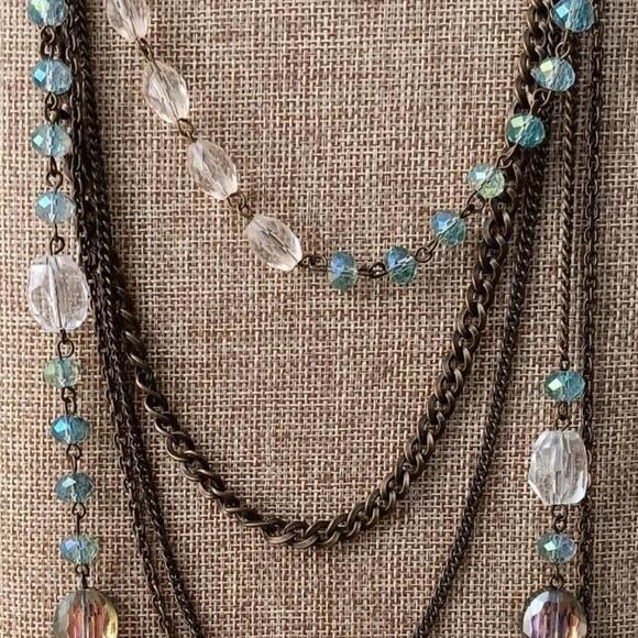 Cookie Lee Aurora Borealis and Bronze Multi-Strand Long Necklace - Picture 2 of 9